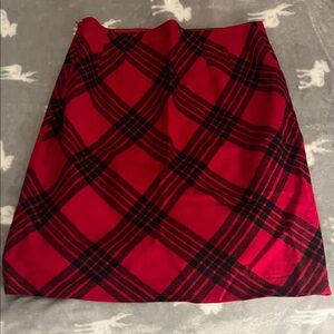 Talbots Red and Black Plaid A-Line Skirt